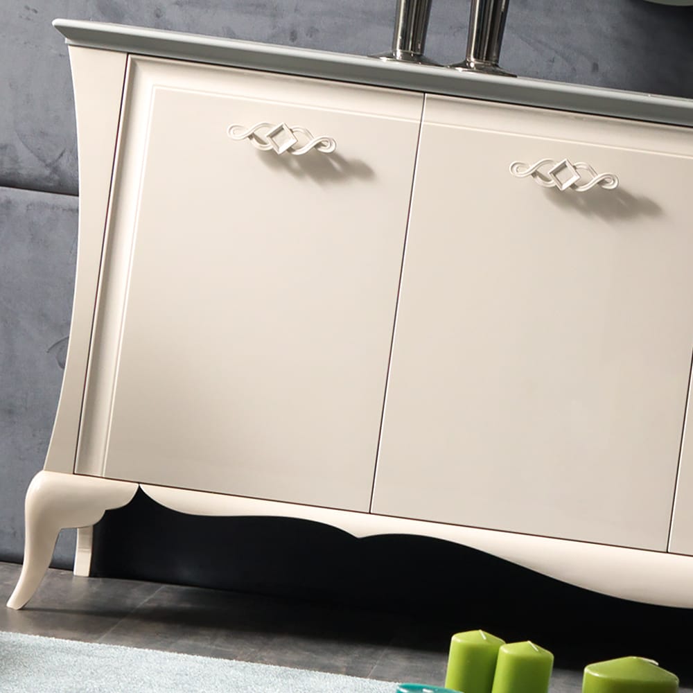 Luxury Italian Cream Four Door Cabinet And Mirror Set