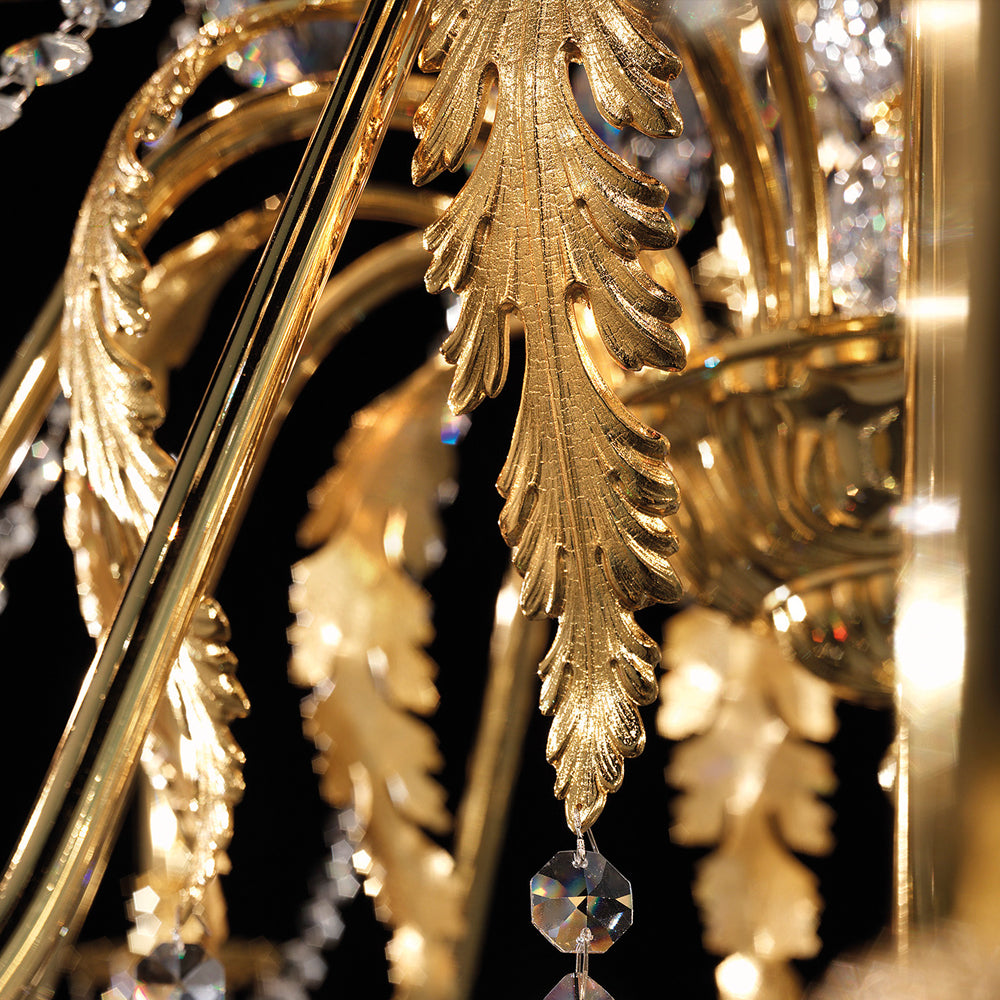 Large Italian Gold Plated Crystal Chandelier