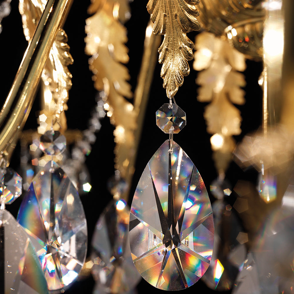 Large Italian Gold Plated Crystal Chandelier