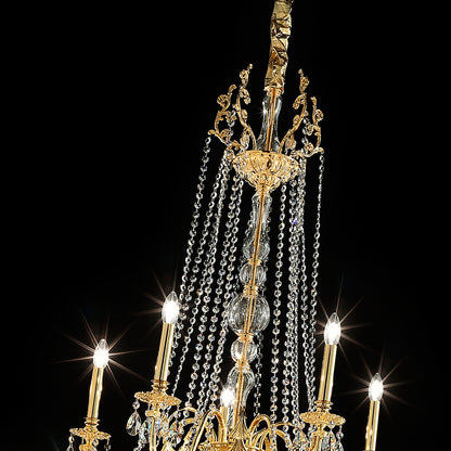 Large Italian Gold Plated Crystal Chandelier