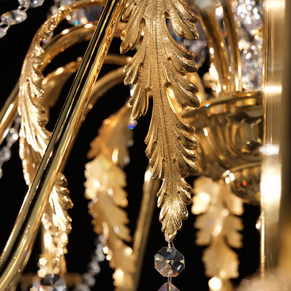 Large Italian Gold Plated Crystal Chandelier