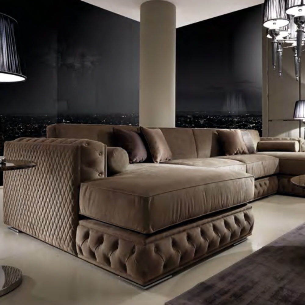 Large Italian Nubuck Leather Modular Sofa