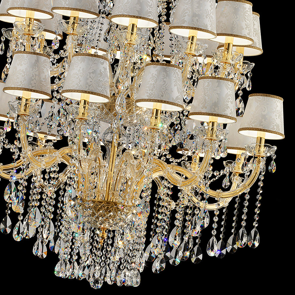 Large Italian Tiered Gold Plated Chandelier