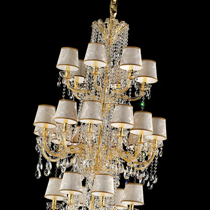 Oversized Italian Tiered Gold Plated Chandelier