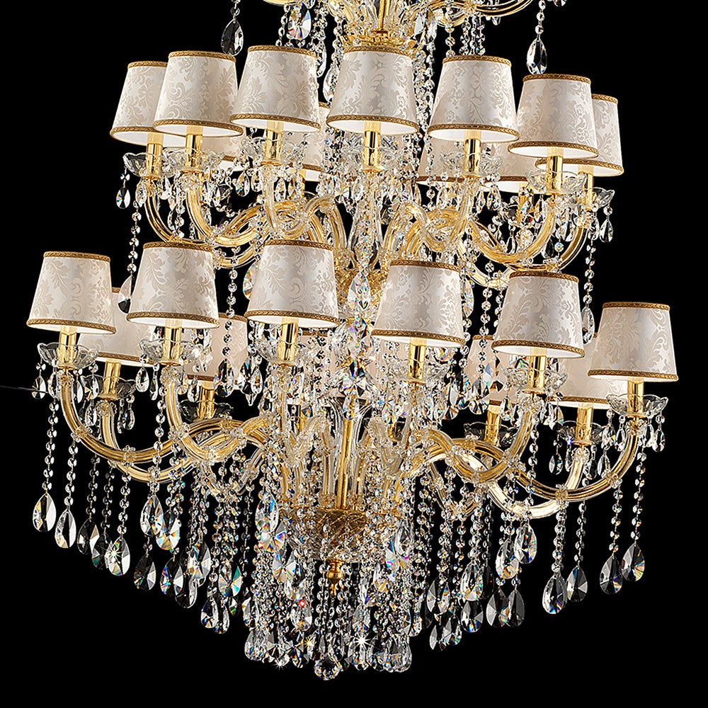 Oversized Italian Tiered Gold Plated Chandelier