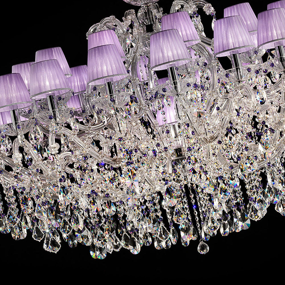 Large Lilac Crystal Glass Chandelier