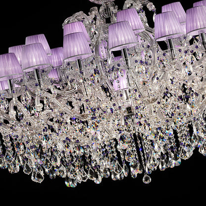 Large Lilac Crystal Glass Chandelier