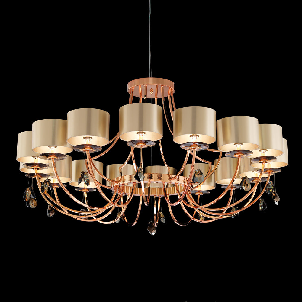 Large Modern Bronze Crystal Chandelier