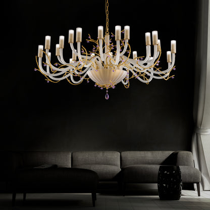 Large Modern Chandelier With Swarovski Crystal Flowers