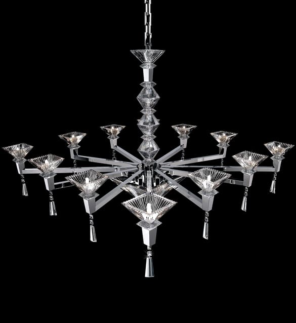 Large Modern Chrome Crystal Chandelier