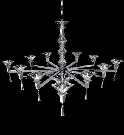 Large Modern Chrome Crystal Chandelier