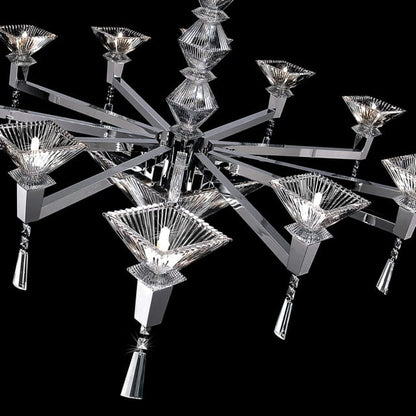 Large Modern Chrome Crystal Chandelier