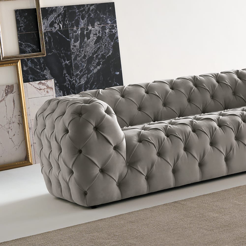 Large Modern Grey Faux Leather Sofa