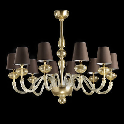 Large Modern Italian Handcrafted Gold Plated Chandelier