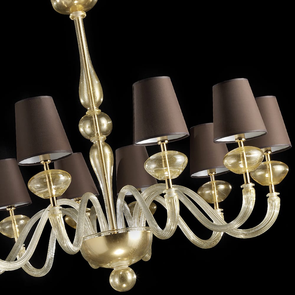 Large Modern Italian Handcrafted Gold Plated Chandelier