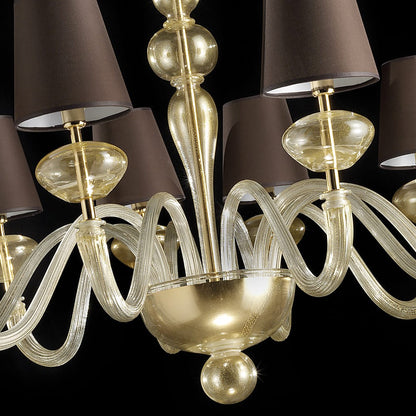 Large Modern Italian Handcrafted Gold Plated Chandelier