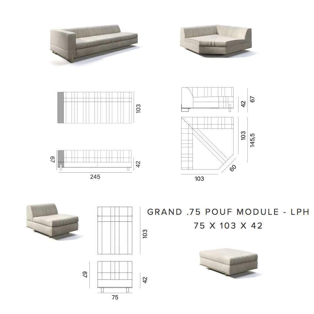 Large Modern Nubuck Modular Corner Sofa