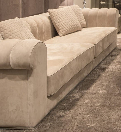 Large Modern Padded Nubuck Leather Italian Sofa