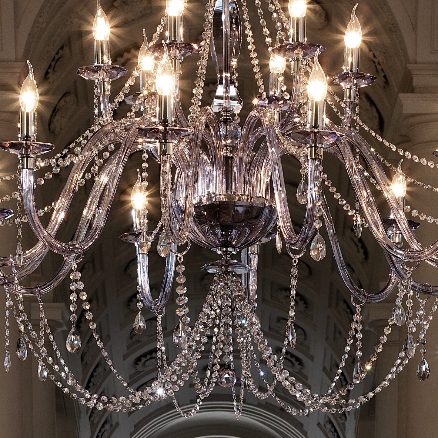 Large Modern Smoked Glass Chandelier