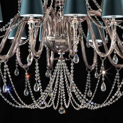 Large Modern Smoked Glass Chandelier With Shades