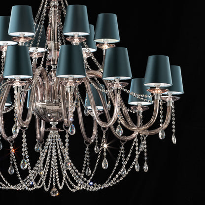 Large Modern Smoked Glass Chandelier With Shades