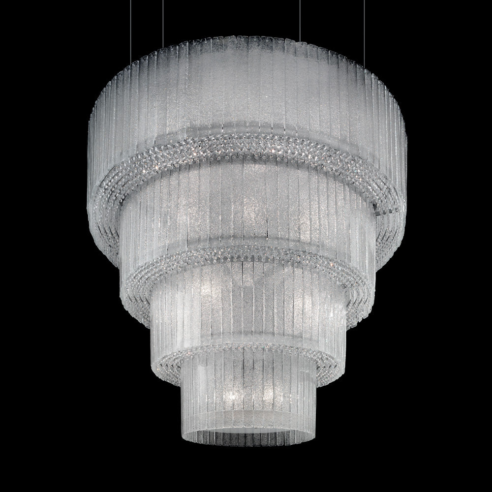 Large Modern Tiered Glass Chandelier