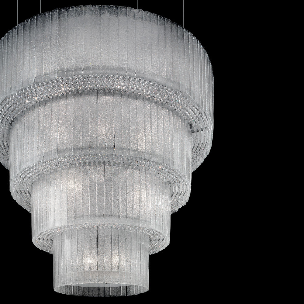 Large Modern Tiered Glass Chandelier