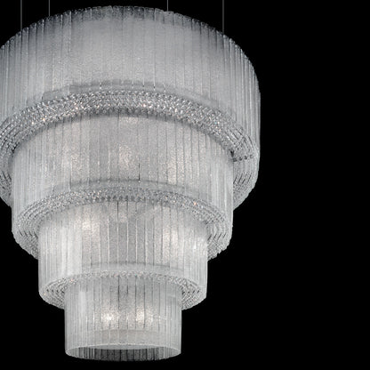 Large Modern Tiered Glass Chandelier