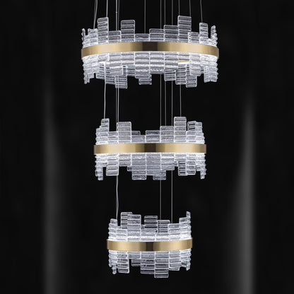 Large Modern Tiered Venetian Glass Chandelier