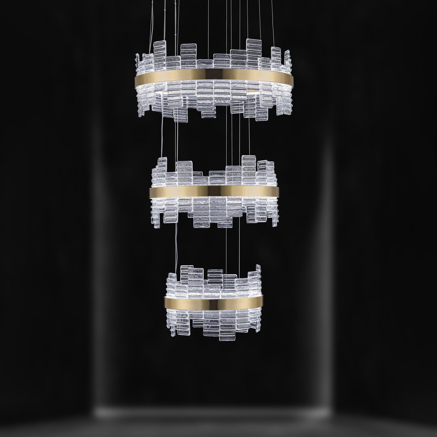 Large Modern Tiered Venetian Glass Chandelier