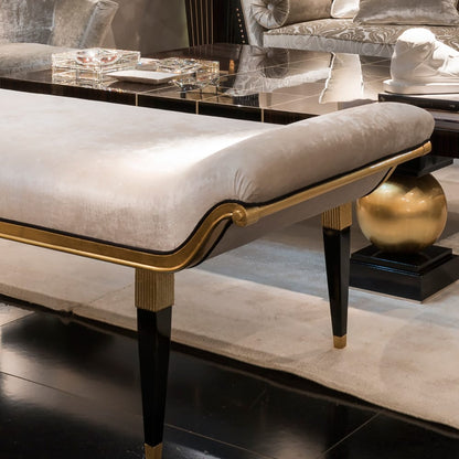 Large Neoclassical Gold Leaf Bench