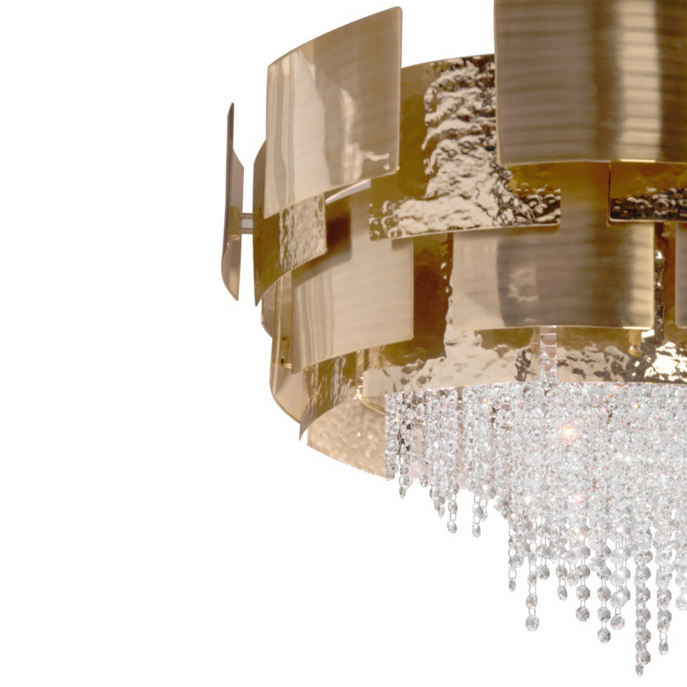 Large Oval Designer Gold Plated Crystal Chandelier