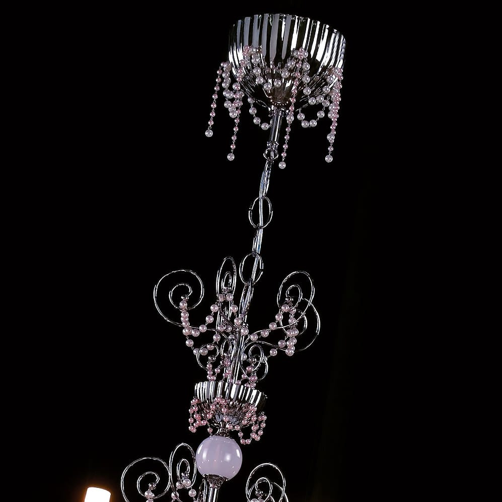 Large Pink Murano Glass Pearl Chandelier