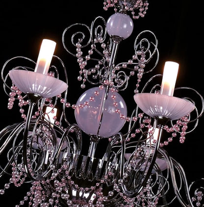 Large Pink Murano Glass Pearl Chandelier