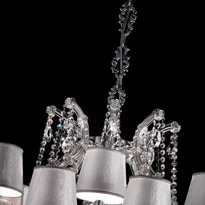 Large Crystal Silver Chandelier