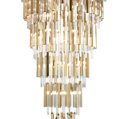 Large Tiered Modern Gold Plated And Glass Designer Chandelier