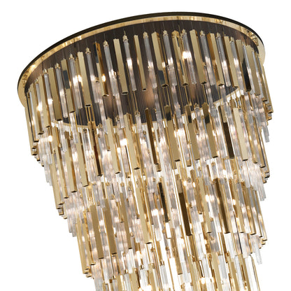 Large Tiered Modern Gold Plated And Glass Designer Chandelier