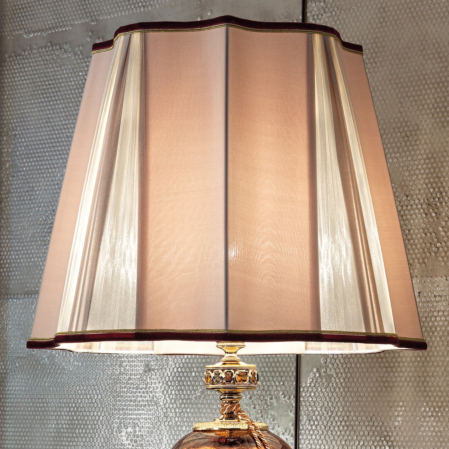 Large Traditional Amber Glass Table Lamp