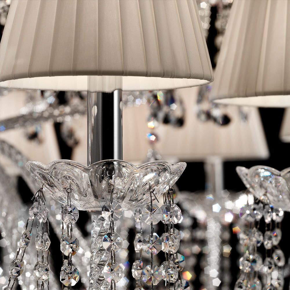 Large Two Tier Crystal Chandelier With Shades