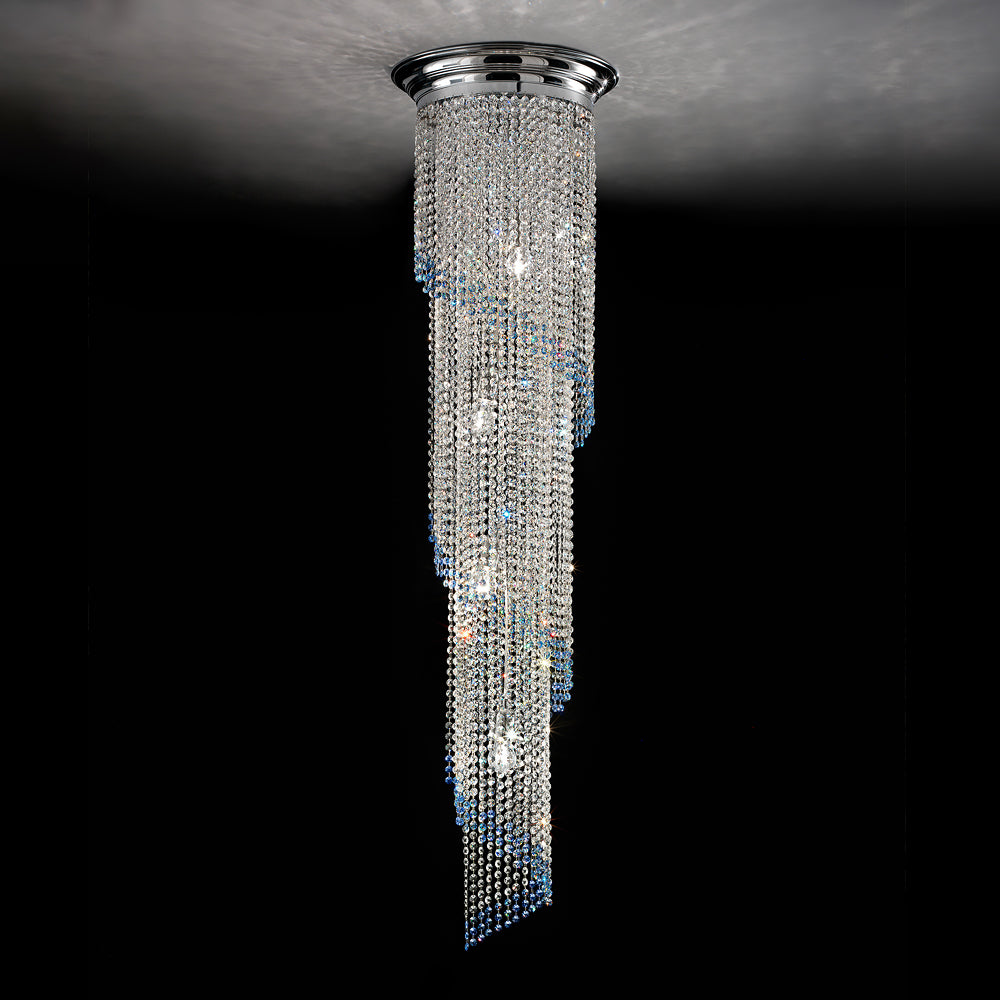 Large Vertical Crystal Chandelier