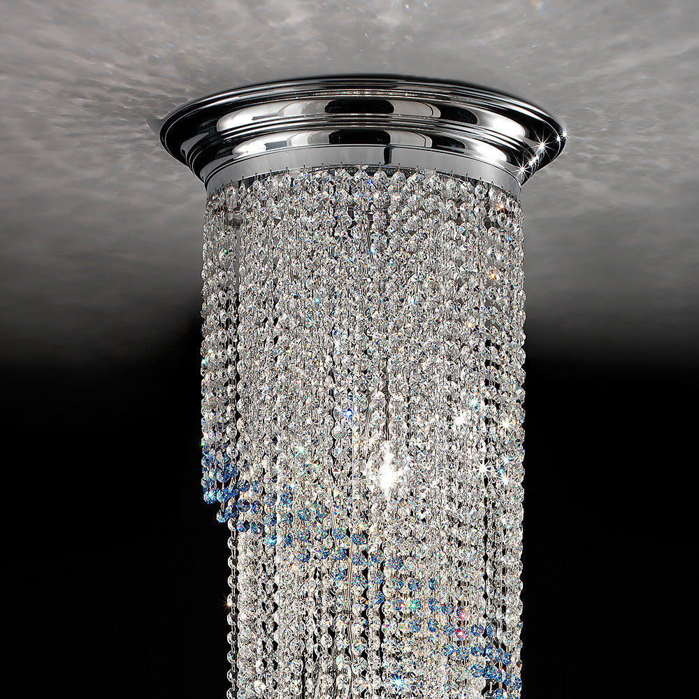 Large Vertical Crystal Chandelier