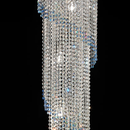 Large Vertical Crystal Chandelier