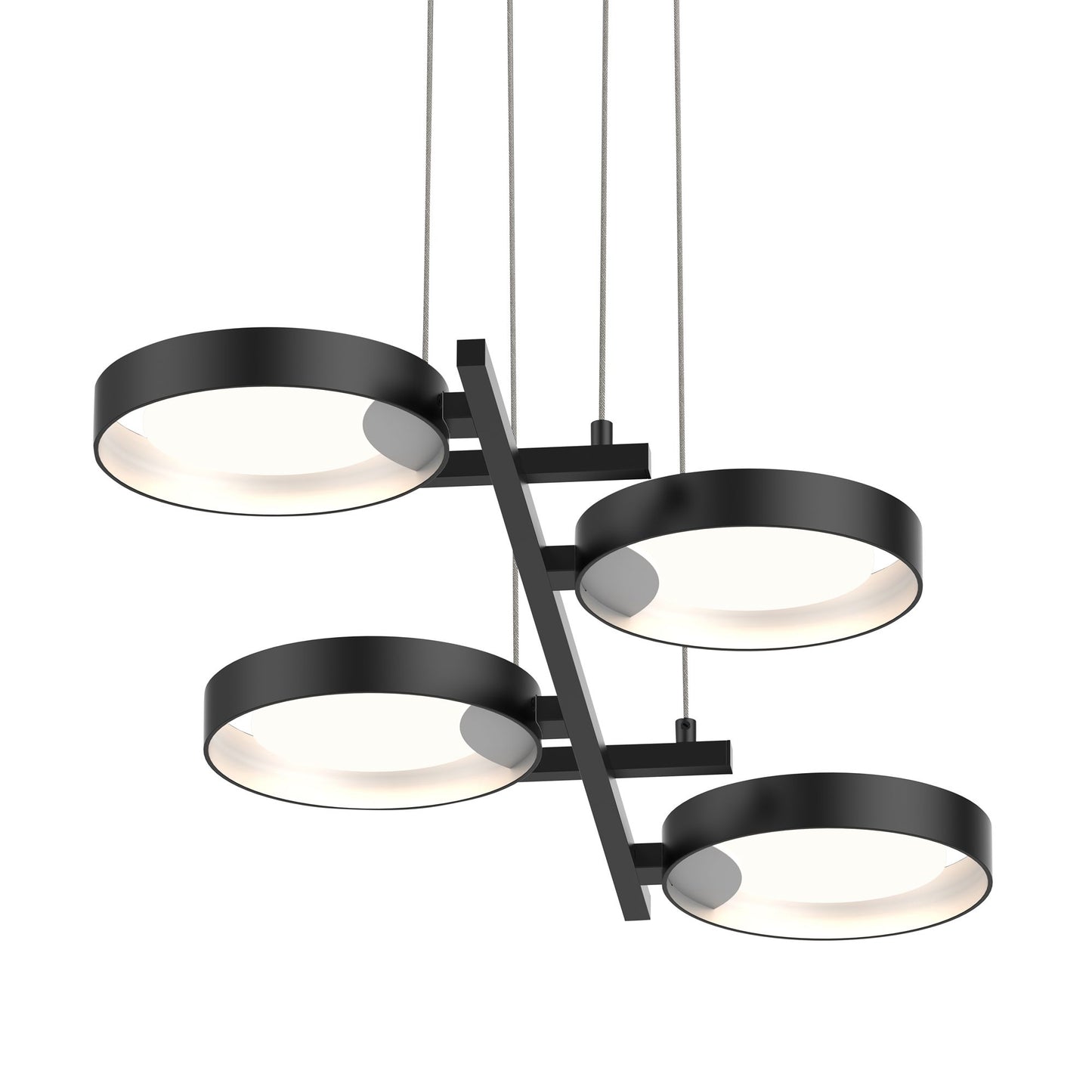 Light Guide 37.5" Wide 4.Light Satin Black Ring LED Pendant