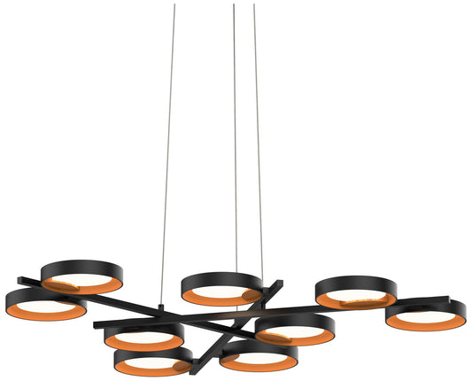 Light Guide 48.25" Wide 9.Light Satin Black Ring LED Pendant