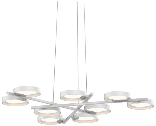 Light Guide 48.25" Wide 9.Light Satin White Ring LED Pendant