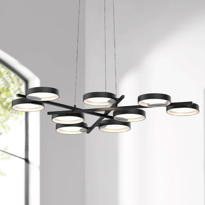 Light Guide Ring 48 1/4"W Black 9-Light LED Pendant Light