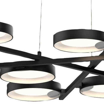 Light Guide Ring 48 1/4"W Black 9-Light LED Pendant Light