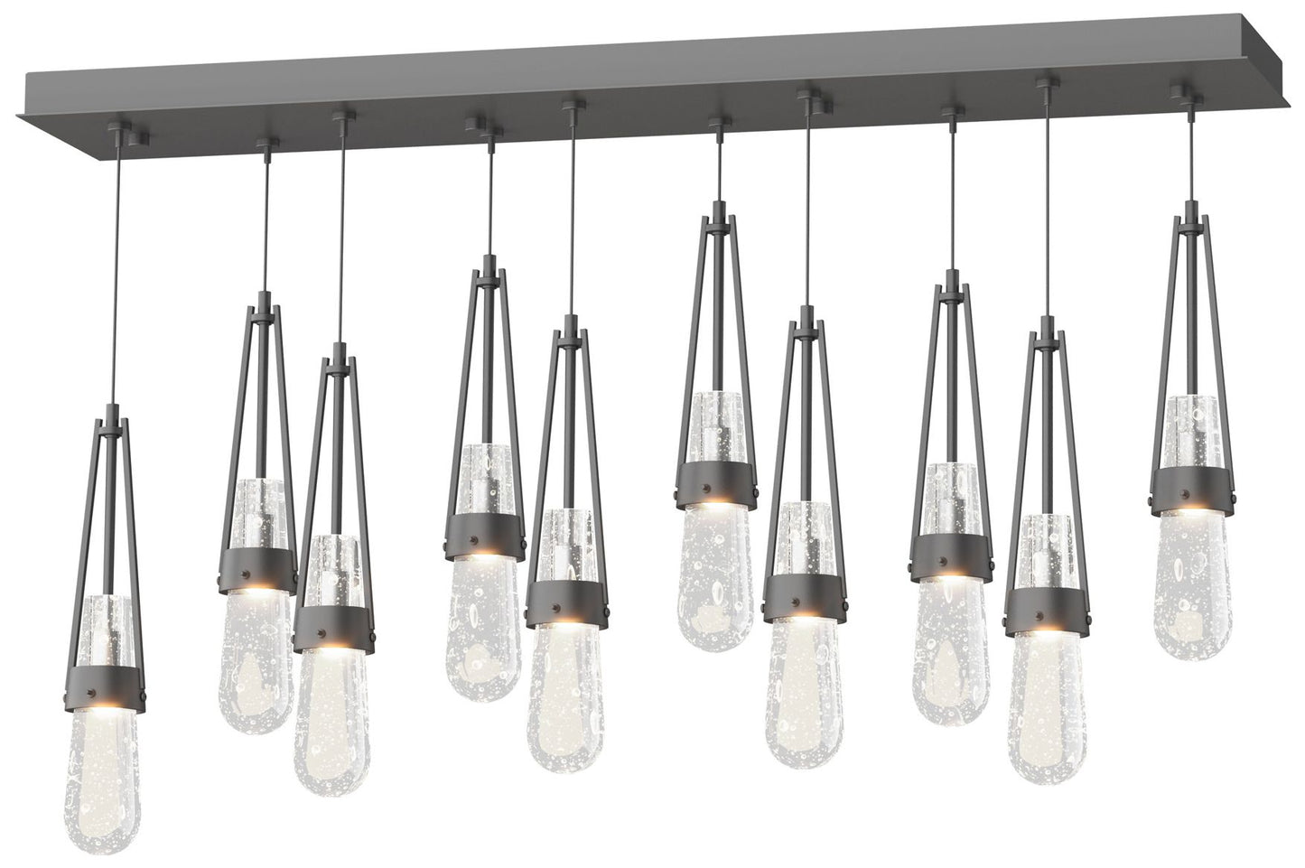 Link 10-Light Blown Rectangular Pendant - Black - Clear Bubble