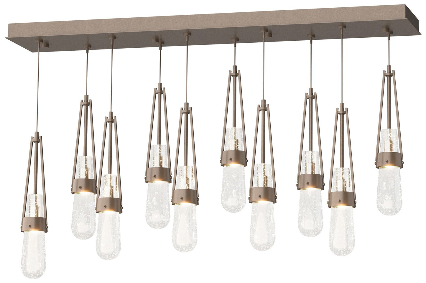 Link 10-Light Blown Rectangular Pendant - Bronze - Clear Bubble