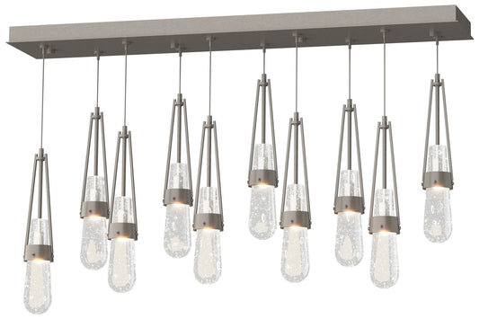 Link 10-Light Blown Rectangular Pendant - Dark Smoke - Clear Bubble